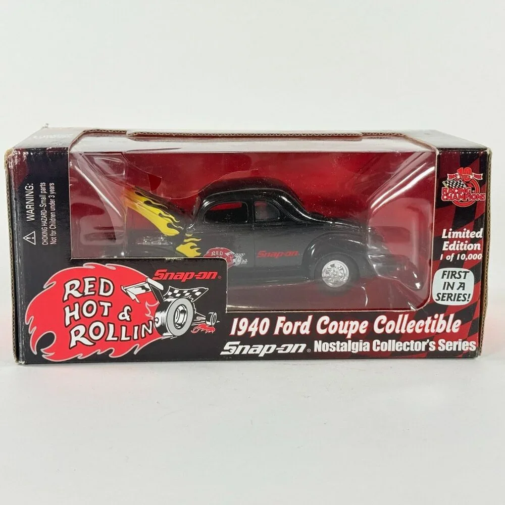 Racing Champions Snap on 1940 Ford Coupe Red Hot & Rollin Nostalgia 1:24 Scale